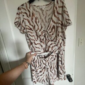 Colsie Brown and Cream Zebra Print Pajama Set